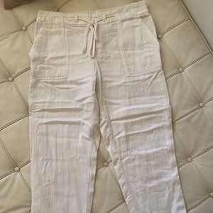 Old Navy Linen Look Medium Waisted Drawstring Wide Leg Safari Crop Pants